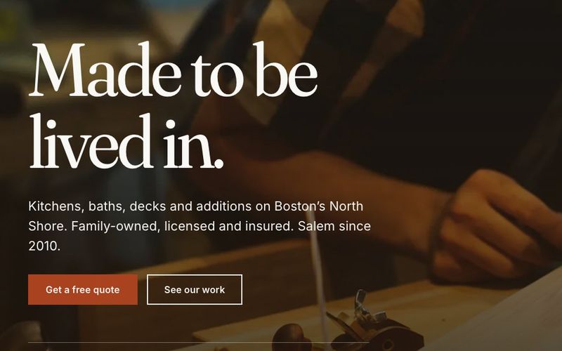Home page of Harbor Stone Construction, a sample contractor website.